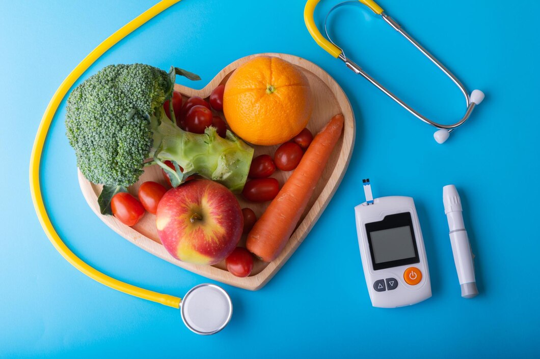 Berbagai jenis makanan bergizi untuk diabetes termasuk buah-buahan rendah gula, sayuran hijau, dan biji-bijian utuh
